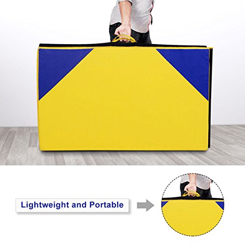 image for Giantex 4'x10'x2 Gymnastics Mat Thick Folding Panel For Gym Fitness wi
