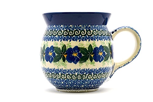 Polish-Pottery-Mug-15-oz-Bubble-Blue-Pansy Polish Pottery Mug – 15 oz. Bubble – Blue Pansy