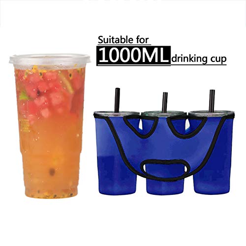 image for Freebily Neoprene Insulated Bottle Cup Holder Carrier Tote Bag for Car
