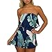 LiMiCao Floral Romper Strapless Beach Shorts Off Shoulder Jumpsuit for Women