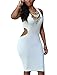 Cfanny Women's Cut Out Back Bodycon Dress Clubwear,White,Medium