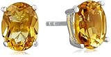 Sterling Silver Oval Madeira Citrine Stud Earrings
