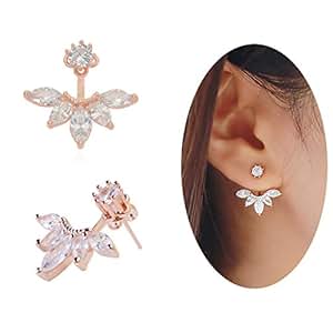Amazon.com: megko Fashion Lady Clear Crystal Leaf Feather ...