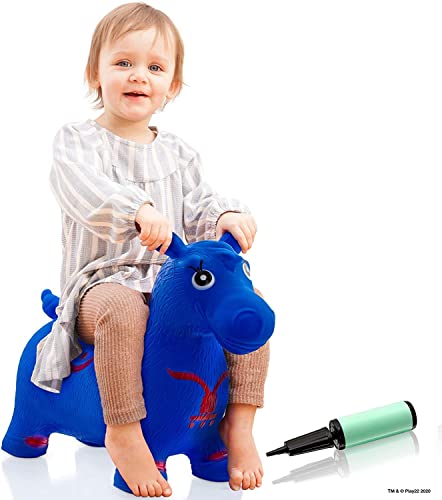 Play22 Horse Hopper Blue - Inflatable Horse Bouncer Free Pump Included - Bouncy Horse Toys for Kids & Toddler Riding Horse Toy Great for Indoor and Outdoor Toys Play - Best Gift for Boys and Girls