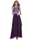 CARVAIN Sleeveless Deep-V Back Lace Bridesmaid Prom Long Evening Dress