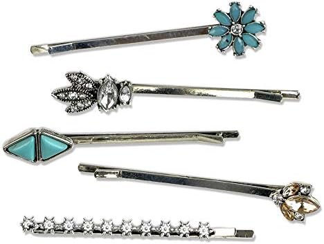 Funky Monkey Fashion Silver Bobby Girl and Woman Hair Pin Set | Piper Collection - Pack of 5