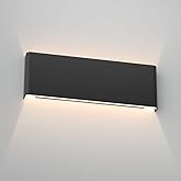 Aipsun 15.8in Matte Black Modern Vanity Light Up and Down LED Vanity Light for Bathroom Wall Lighting Fixtures (Warm Light 30