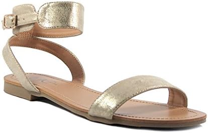 FFC New York Women's Vanessa Studded Flat Sandals with Tassels, Gold, 6 M