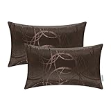 CaliTime Pack of 2 Cushion Covers Bolster Pillow Covers Cases for Couch Sofa Home Decor, Modern Circles Rings Geometric, 12 X 20 Inches, Coffee