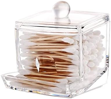AMERTEER Transparent Acrylic Earbud Holder Storage Box - Cotton Swab ...