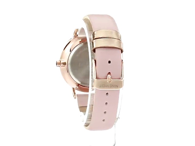 Nine-West-Womens-Rose-Gold-Tone-Accented-Strap-Watch
