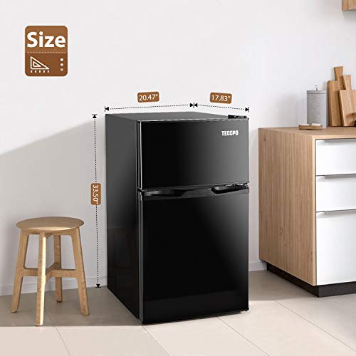 TECCPO Mini Fridge with Freezer, 3.0 Cu.Ft. 2 Reversible Door Mini