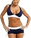 Zando Push Up Two Pieces Bikini with Boyshort Athletic V Neck Swimsuit Vintage Halter Back Swimwear Bathsuit for Women