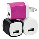 Wall Charger, OKRAY [3-Pack] 5V/1AMP 1-Port USB Wall Home Travel Charger Plug Power Adapter For iPhone 6/6 plus 5S 5 4S,Samsung Galaxy S6 S5 S4 S3,HTC One M8 M9,LG G2 G3,Blackberry,Motorola And More(Black White Rose Pink)