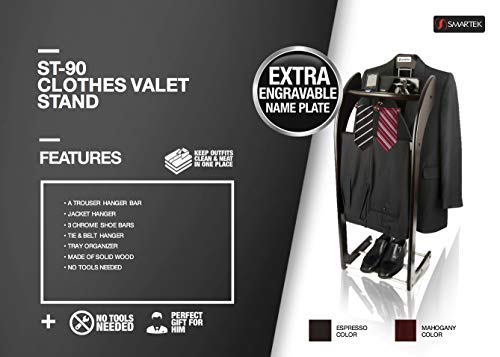 Smartek Mahogany Hardwood Clothes Valet Stand - Thumbnail 2