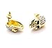 Xusamss Punk Body Piercing Earrings Crystal Skull Stud Earrings(Gold)