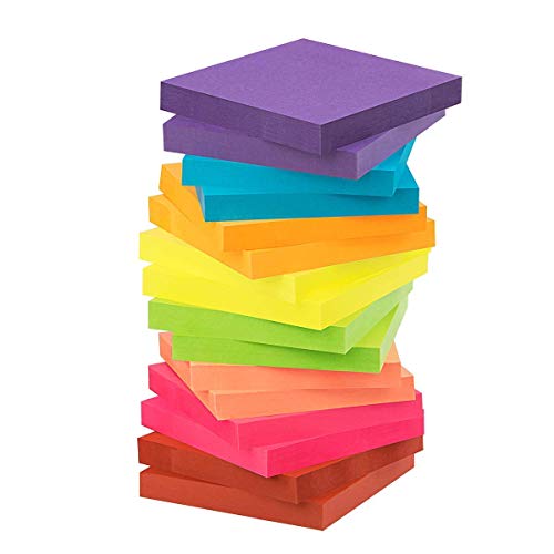 ZCZN 8 Bright Color Sticky Notes,3 x 3 in,16 Pads/Pack,100 Sheets/Pad,Self-Sticky Note - //coolthings.us