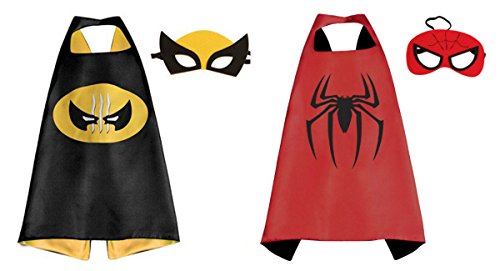 Spiderman & Wolverine Costumes - 2 Capes, 2 Masks with Gift Box by Superheroes