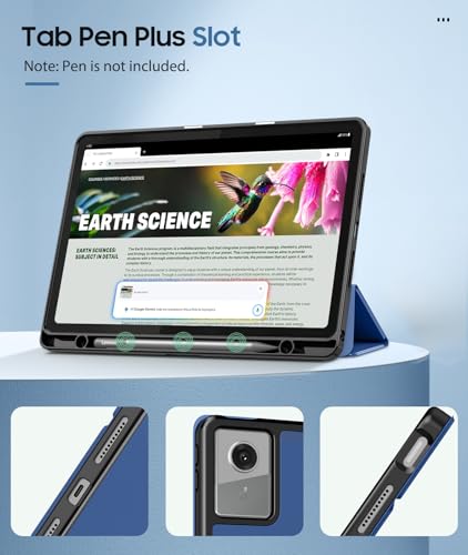 MoKo Lenovo Idea Tab 11 (2025) Case with Pen Holder, Ultra-Slim Case with Trifold Stand PU Leather and Auto Wake / Sleep / Wake Up / Sleep - Navy Blue