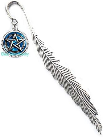 Pentagram Bookmarker, Pentagram Bookmark, Pentacle Bookmarker, Pentacle Bookmark, Pentagram Jewelry, Occult Wiccan Bookmark, Men's Bookmark，Q005