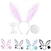 SZTARA Cute Rabbit Ears Tail and Bow Tie Party Costume kit Plush Bunny Halloween Costume kit, White, One Size
