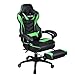 Gaming Chair Black Green for Adults with Footrest,High Back Swivel Computer Office Chair with Pillows and Lumber Support