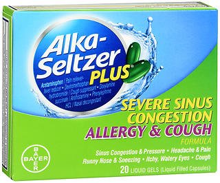 Alka-Seltzer Plus Severe Sinus Congestion Allergy Cough- 20 Liquid Gels, Pack of 3 Alka-Seltzer Plus Severe Sinus Congestion Allergy Cough- 20 Liquid Gels, Pack of 3