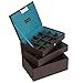 STACKERS Set of 3 Men's Chocolate Brown Mini Lidded Cufflink & Watch Stacker with Pin-Stripe Lining