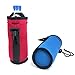 Neoprene Water Bottle Drawstring Insulators, Set of 2 Red and Blue Sleeves with Clip
