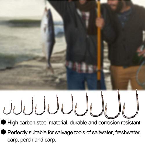 Angelhaken 500 Stück Seefischerei Terminal Tackle Haken Größen 3-12 Angelhaken Set mit klarer Angelbox für Angelzubehör – Bild 3