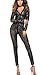Sorrica Trendy Women's Sexy Catsuit Leather Zip up Clubwear Stripper (One-size, Black)