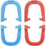 E-Z Flip II Professional Pitching Horseshoes Set- Made in The USA (Red & Blue- Two Pair Set (4 Shoes))