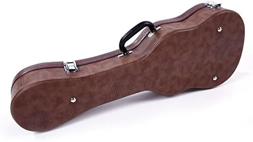 VIPITH Ukulele Case 26" Tenor Python Pattern Ukulele Hard Leather Case Deep Brown