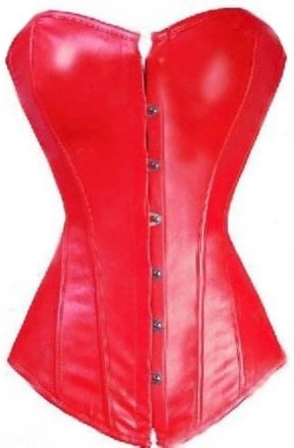 Wingler Corset Sexy Bustier Hot Corsets Fashion Faux Leather Boned Top-a6 (4XL bustier:48/51 Waist:40/43, Red)