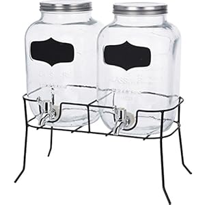Drankdispenserset – 2 x 4 l glas met tapkraan en frame – sapdispenser dispenser waterdispenser