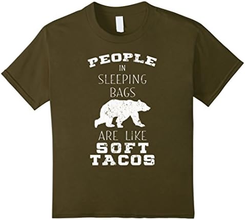 Kids Camping Shirt People In Sleeping Bags Like Tacos 10 Olive