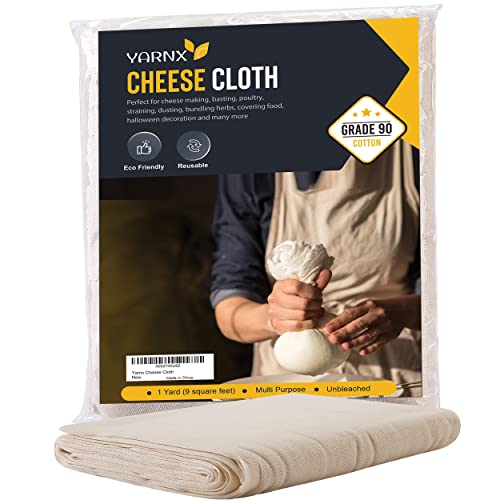 Yarnx Cheesecloth Grade 90, 9 sq. Ft. 100 Unbleached Organic Cotton