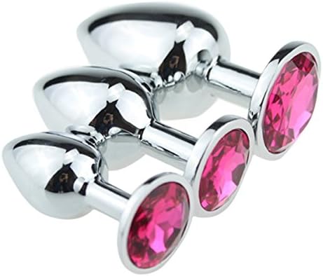 IRRANA 3pcs Suppository Gem Stimulation Jeweled Butt Plug Personal Massage Toys for Beginner (Pink)