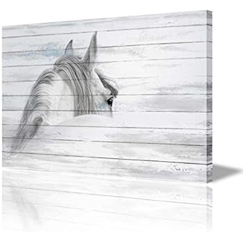 ARTLAND Giclee Canvas Prints Framed Canvas Artwork 24x36-inch 'Glance Back from Horse ' Gallery-Wrapped Animal Painting Wall Art for Living Room
