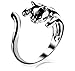 Silver Color Cat Ring with Black Eyes