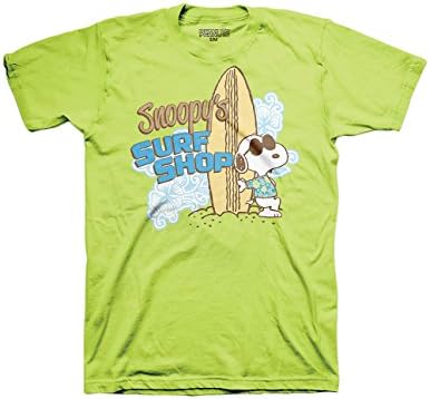 Snoopy's Surf Shop Peanuts Joe Cool T-Shirt, Surfboard On Beach