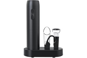 VGY Rechargeable Electric Wine Opener, 5 in 1 set with Automatic Electric Wine Bottle Corkscrew Opener, Foil Cutter, Vacuum Stopper, Wine Pourer and Storage Charging Stand