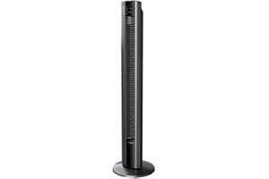 Lasko 48 Inch Slim Home Office Quiet 3 Speed Oscillating Tower Fan with Nighttime Setting, Remote Control, 7 Hour Timer, and Auto Shut Off, Black