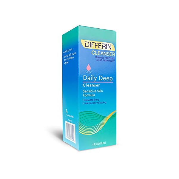 Differin Acne Face Wash with 5 Benzoyl Peroxide, Daily Deep Cleanser