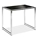 OSP Home Furnishings Yield Modern End Table with Chromed Steel Base, Black Glass Top, White