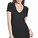 Next Level Apparel Women's Cotton Deep V Short Sleeve Tee, Dark Black, Large