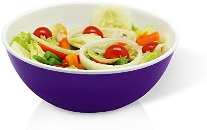 Salad Bowl ~ Premium Fruit / Cereal Bowl with Appealing Colors~ 100% Stain Proof Durable Shatterproof Thick Plastic ~ 54 Fluid Oz Capacity ~ Use as Soup/Desert Bowl [2year Warranty] (1, Purple)