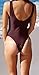 Women Monikini Swimsuit One Piece Sexy Cute Bathing Suits Lace-up U Back (L, Burgundy)