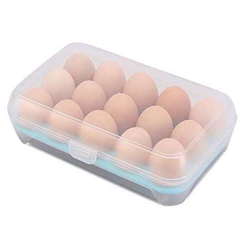 langti Direct Portable Camping Plastic Egg Holder Storage Box Carton for 15 Eggs (Blue)