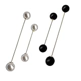 ZAKI L'vow Black White Elegant Temperament Double Faux Pearl Brooch Pins Pack of 2
